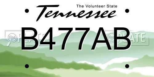 B477AB Tennessee License Plate
