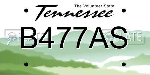 B477AS Tennessee License Plate