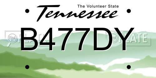 B477DY Tennessee License Plate