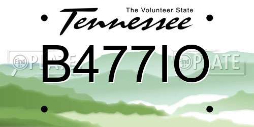 B477IO Tennessee License Plate
