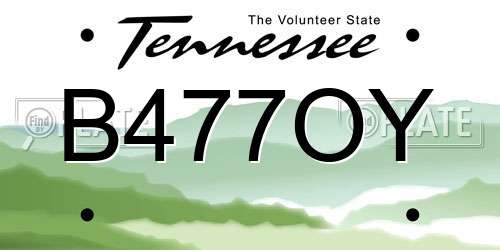 B477OY Tennessee License Plate