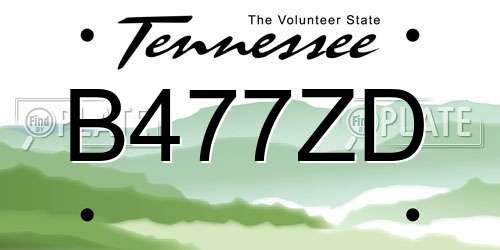 B477ZD Tennessee License Plate