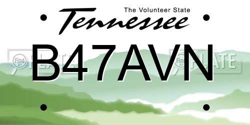 B47AVN Tennessee License Plate