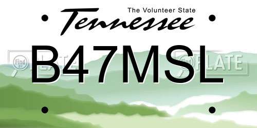 B47MSL Tennessee License Plate