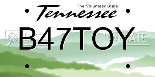 B47TOY Tennessee License Plate