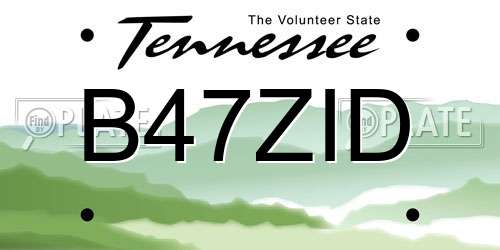 B47ZID Tennessee License Plate