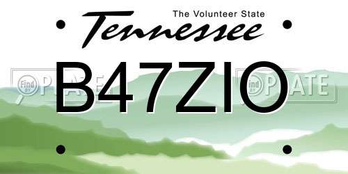 B47ZIO Tennessee License Plate