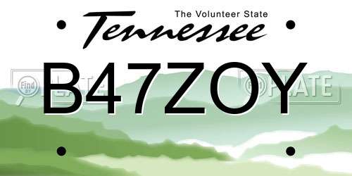 B47ZOY Tennessee License Plate