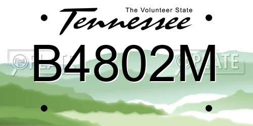 B4802M Tennessee License Plate