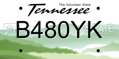 B480YK Tennessee License Plate