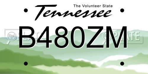 B480ZM Tennessee License Plate