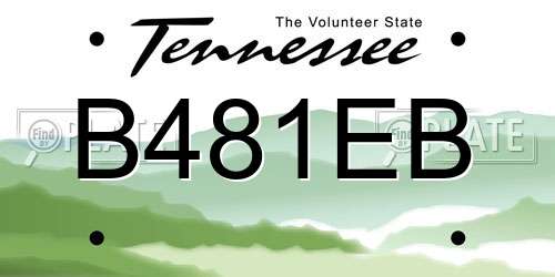 B481EB Tennessee License Plate
