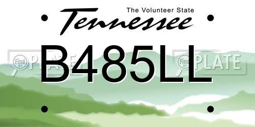 B485LL Tennessee License Plate