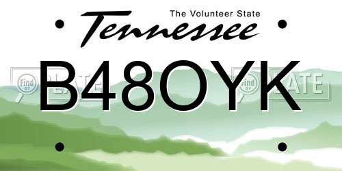 B48OYK Tennessee License Plate