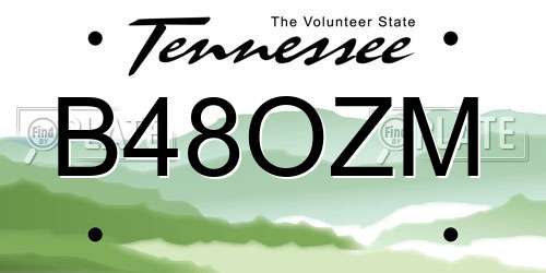 B48OZM Tennessee License Plate