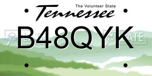 B48QYK Tennessee License Plate