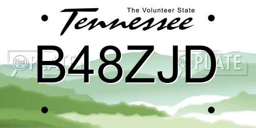 B48ZJD Tennessee License Plate