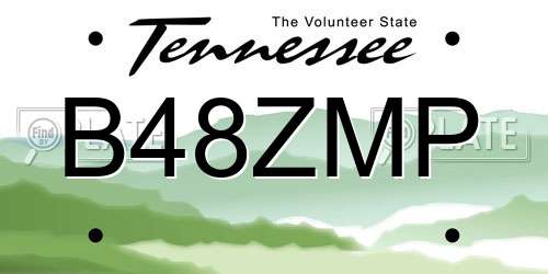B48ZMP Tennessee License Plate