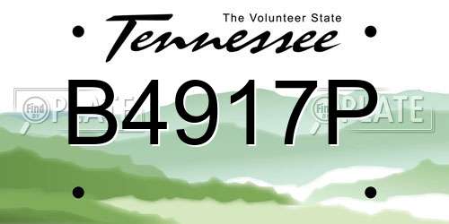 B4917P Tennessee License Plate