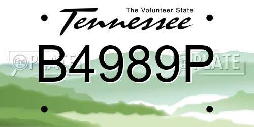 B4989P Tennessee License Plate