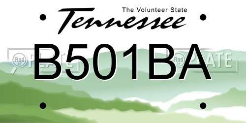 B501BA Tennessee License Plate