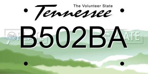 B502BA Tennessee License Plate