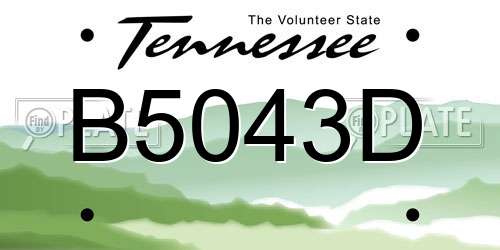 B5043D Tennessee License Plate