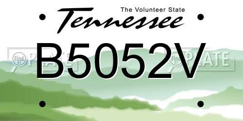 B5052V Tennessee License Plate