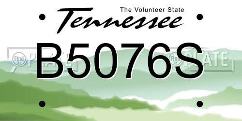 B5076S Tennessee License Plate