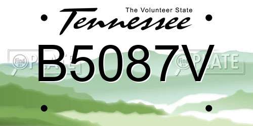 B5087V Tennessee License Plate