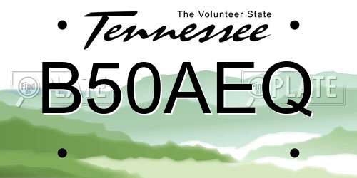B50AEQ Tennessee License Plate