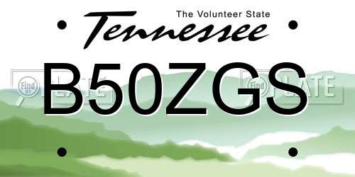 B50ZGS Tennessee License Plate