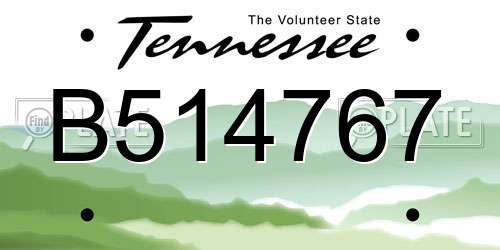 B514767 Tennessee License Plate