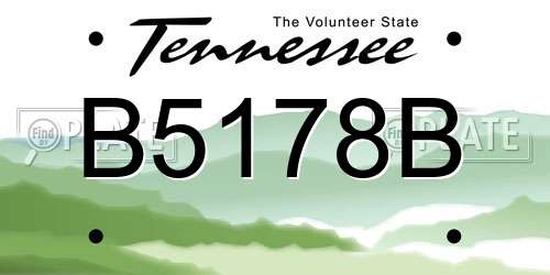 B5178B Tennessee License Plate