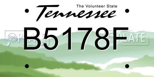 B5178F Tennessee License Plate