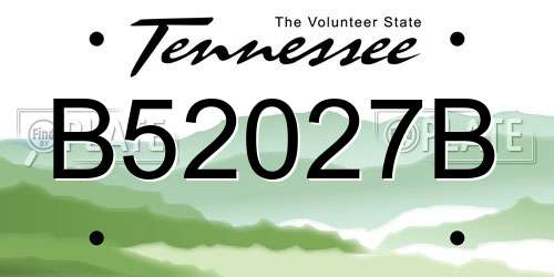 B52027B Tennessee License Plate