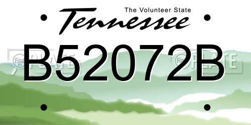 B52072B Tennessee License Plate
