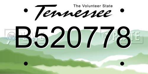 B520778 Tennessee License Plate
