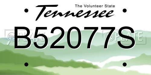 B52077S Tennessee License Plate