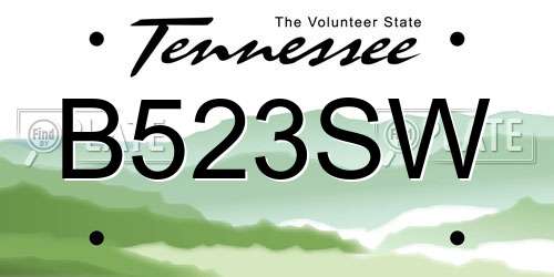 B523SW Tennessee License Plate