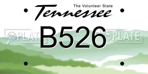 B526 Tennessee License Plate