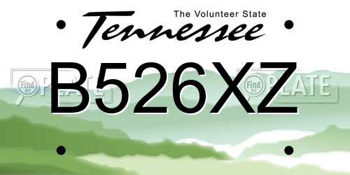 B526XZ Tennessee License Plate