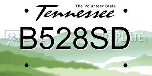 B528SD Tennessee License Plate