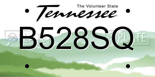 B528SQ Tennessee License Plate