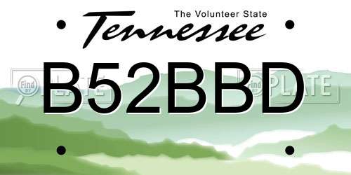 B52BBD Tennessee License Plate