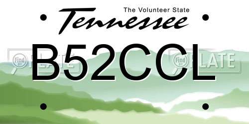 B52CCL Tennessee License Plate