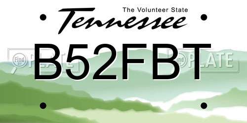 B52FBT Tennessee License Plate