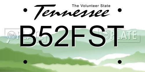 B52FST Tennessee License Plate