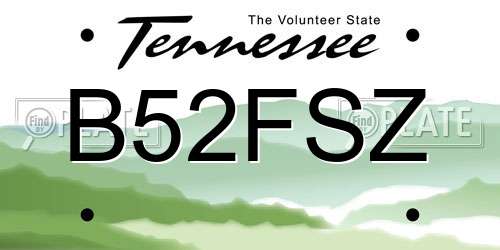 B52FSZ Tennessee License Plate