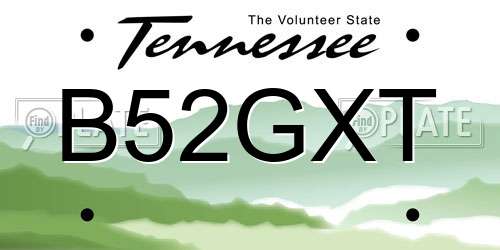 B52GXT Tennessee License Plate